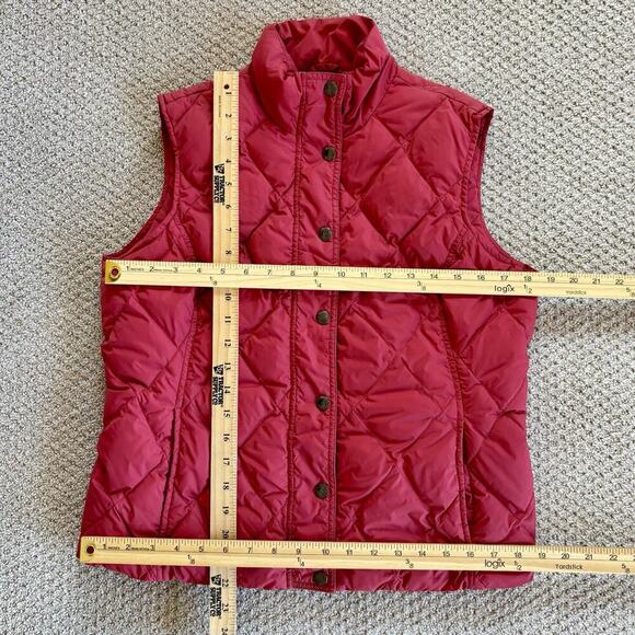 Lands’ End Womens Down Puffer Vest Size M P Medium Petite Red Preppy Outdoor - Picture 7 of 8
